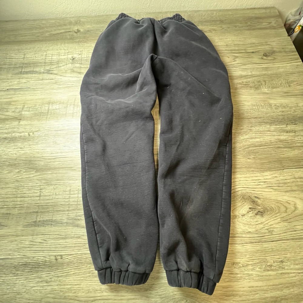 Comfrt Sweatpants Womens Small Black Joggers Fleece Relaxed Bleach Distressed‎